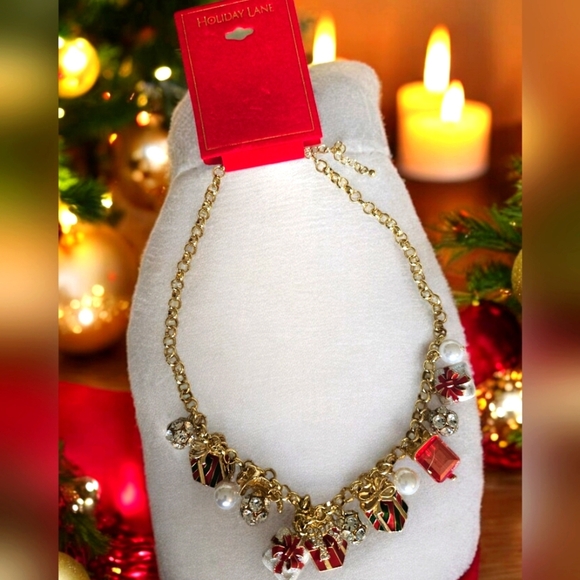 Holiday Lane Jewelry - Holiday Lane Gold Toned Christmas Charm Necklace